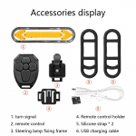 Jalgratta tuled Tagatule juhtmevaba kaugjuhtimispult LED suunatuli USB laadimine m&auml;gijalgratta tagatule hoiatustuli punane