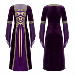 Lastele T&uuml;drukutele Renaissance Vintage Kleit Ballikleit Gooti keskaegne Kost&uuml;&uuml;m Maxi Kleidid Halloweeni komplekt 3-4 Years lilla