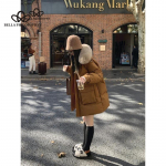 Naiste s&uuml;gistalvine mood pikkade varrukatega soe &uuml;hev&auml;rviline sulejope, pikk talvemantel Naiste riided S khaki