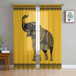 Elevandikunst India bobo stiilis l&auml;bipaistvad kardinad elutoa aken t&uuml;llkardinad magamistoa k&ouml;&ouml;gi jaoks Kodukaunistus Voile kardinad W135 x H115cm x1