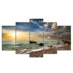 Seinakunst l&otilde;uend maali raam K&ouml;&ouml;k restorani sisustus 5 t&uuml;kki p&auml;ikeseloojangu maastik Loom kajakas rand elutuba Prindi plakatid ilma raamita 20x35cm*2 20x45cm*2 20x55cm*1