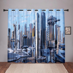Paks 2 t&uuml;kki, 90% varjutav tuleviku k&uuml;berpunk City Sky M&uuml;&uuml;gil pimendav aknakardin Magamistoa Elutoa Vannitoa K&ouml;&ouml;giuksele W50 X H130(CM)X2&Hook