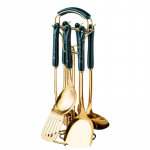 Skandinaavia kerge luksus k&ouml;&ouml;gin&otilde;ude komplekt Keedulabidas lusikas Seitsmeosaline komplekt Keraamiline k&auml;epide roostevabast terasest spaatliga supilusikas K&ouml;&ouml;gitarbed B kuld