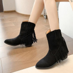 Suures suuruses kauboisaapad Naiste jalatsid S&uuml;gisene terava kontsaga poolsaapad 35 must