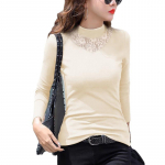 Naisteriided S&uuml;gistalvine sametine s&auml;rk, pits, lapiline Slim Fit, soe topp Naiste stiilsed pikkade varrukatega topid M roheline