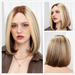 HAIRCUBE Inimese Juuksed L&uuml;hikesed sirged Bob Inimese Juustest Parukad Pruunid Blondid Esilet&otilde;stetud Kuumakindel naistele Igap&auml;evane Cosplay pidu 25cm pruun