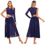 Naiste l&uuml;&uuml;riline kaasaegne tants trikoo lapiga k&uuml;ljes l&otilde;hestatud v&otilde;rkkleit, lendav kost&uuml;&uuml;m M tumesinine v&auml;rv