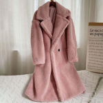 S&uuml;gis- ja talvine lahtise karusnahaga &uuml;hes t&uuml;kis tehiskarusnahast jope Naiste keskmise pikkusega suur tuulejope lambavillast jope XXXL roosa