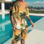 Suvemood Meeste T-s&auml;rk Reisikomplekt Spordidressid Vabaaja l&uuml;hikeste varrukatega P&uuml;hade stiilis T-s&auml;rk+l&uuml;hikesed p&uuml;ksid P&uuml;ksid &Uuml;likonnad Meeste riided XL