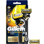 1 Gillette Fusion ProShield kollane raseerija k&auml;epide + 2 lisatera, 1 komplekt