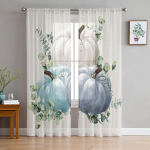 S&uuml;gisakvarell Pumpkin L&auml;bipaistev Voile Aken Kardinad T&uuml;llkardinad Elutoa R&otilde;du kaunistus kardinad 135W x 114H(cm)