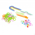 73 tk plastikust heegeln&otilde;elad, r&otilde;nga marker, kudumiskomplekt koos &uuml;mbrisega