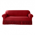 &Uuml;hev&auml;rviline diivani kate koos seelikuga, veniv spandex istme kate elutuppa, odav pehme tugitooli kate kodukaunistuseks 1 Seater punane