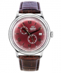 Orient Bambino GMT versioon 8 nahkrihm punane sihverplaat automaatne RA-AK0705R10B RA-AK0705R30B meeste k&auml;ekell punane