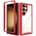 H&uuml;briidne vastupidav kaitsekate Samsung Galaxy S24 Ultra Case S24+ p&otilde;rutuskindel kaitseraua l&auml;bipaistev kristallist tagakaas S24 Plus Funda galaxy s24 plus punane