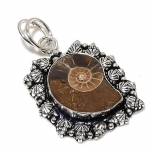 Natural Ammonite Fossil Gemstone 925 Sterling Silver Gift Pendant 2.17 l4g65