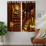 3D Digitaalselt Tr&uuml;kitud Vintage Raamaturiiul Raamaturiiul Kardinad Elutuba Magamistuba Retro Raamatukogu Akknakardinad Kodu Kaunistamine Kohandatud W50xH130(CM)x2PCS-Rod pocket