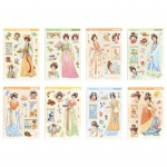 8 lehte Hanfu t&uuml;drukute kleepsud Traditsioonilised Hiina riided Isekleepuvad Veekindlad PVC Ise-tee Telefoni&uuml;mbris Pagas Rula S&uuml;learvuti Scrapbook Kleebiste komplekt 8pcs