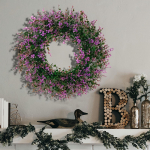 Lavender Wreaths Garland for Front Door,Easy to Clean Spring 16 inch Outdoor Porch