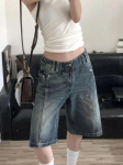 Moodne stiil Kotised Sinised Denim L&uuml;hikesed P&uuml;ksid Naistele Y2k Streetwear Vintage Lai Jalg Caprid Naiste 90ndad K&otilde;rge V&ouml;&ouml;koht Sirged L&uuml;hikesed teksap&uuml;ksid S sinine