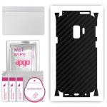 apgo Protective Skin Sticker for the back+sides compatible with Samsung Galaxy S9, Full Wrap Film, Foil, Vinyl - Pattern Carbon Black