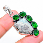 Natural Republic Larimar,Diopside Stone 925 Sterling Silver Pendant 1.97 p2y10