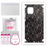 apgo Protective Skin Sticker for the back+sides compatible with Samsung Galaxy A03, Full Wrap Film, Foil, Vinyl - Pattern Carbon Black Pixel