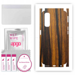 apgo Protective Skin Sticker for the back+sides compatible with Realme Narzo 30, Full Wrap Film, Foil, Vinyl - Pattern Tigerwood