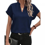 GMXIA naiste vabaaja moe suvine &uuml;hev&auml;rvilise tr&uuml;kiga l&uuml;hikeste varrukatega V-kaelusega pluusid ja s&auml;rgid XL