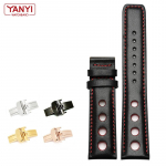 Ehtsast nahast k&auml;ev&otilde;ru Tissot Sports Racing Series PRS516 T91 1853 jaoks, pealmine kiht lehmanahk, kellarihm 20mm Chopini kellarihma jaoks black buckle