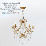 Elutuba, magamistuba, Crystal Retro Gold loominguline s&ouml;&ouml;gitoa l&uuml;hter, kaasaegne ja minimalistlik valgus 5 headlights must