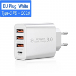 60 W USB laadija kiirlaadimine mobiiltelefoni laadimisadapter Quick Charge 3.0 seinalaadija adapter iPhone'i jaoks Samsung Xiaomi Huawei EU valge
