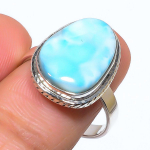 Natural Republic Larimar Gemstone 925 Tahke Sterling H&otilde;be Kingitus S&otilde;rmus S.10 d6G75