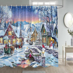 Talvised j&otilde;ulud du&scaron;ikardin Naljakas lumememm j&otilde;ulupuud kaminauto Mets lumine stseen uusaasta puhkemaja vannitoa sisustus W180xH200cm