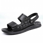 2024. aasta suvised ehtsast nahast kingad Meeste sandaalid Lamedad libisemiskindlad Pehmed Meeste Sandaalid Paksu Tallaga Meeste Jalatsid Puhas must 39 must