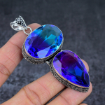Bi-Color Tourmaline Gemstone 925 Sterling Silver Gift Pendant 3.35 l6d02