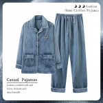 Meeste s&uuml;gis- ja talvine ka&scaron;miirist paksud soojad pidžaamad noortele ja keskealistele pikkade varrukatega suure suurusega korall-sameti komplekt 4XL beebi sinine v&auml;rv