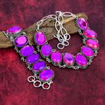 Faseteeritud Roosa Topaasi Kaelakee Ehted, 925 Sterling H&otilde;bedast Gemstone K&auml;ev&otilde;ru, K&auml;sitsi Valmistatud Reguleeritava Ahelaga Unikaalne Kaelakee ja K&auml;ev&otilde;ru Ehtekomplekt Adjustable With 8"-18" roosa