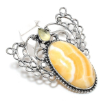 Natural Calcite Agate, Citrine 925 Sterling Silver Jewelry Pendant 2.25 u3s48