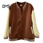 Naiste pesapallimantli v&auml;rviga sobiv elastne mansett, &auml;&auml;ris, aluskrae Unisex lahtised &uuml;ler&otilde;ivad &uuml;herealine retro-ameerika stiilis t&auml;navar&otilde;ivad paari jope S kohv