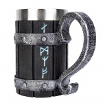 P&otilde;hjamaade Viking Rune Kruus Tankard Roostevabast Terasest Puidust Vaik 3D Norse Decor Kohv Lahe Gooti &Otilde;lu Tankard Stein Cup Kruusid 600ml 501-600ml