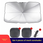 Auto p&auml;ikesevarju kardin: Eesmise parkimisvarustuse soojusisolatsiooniga tuuleklaasi vihmavari Large + Four Suction Cup Side Guards h&otilde;be