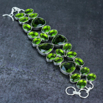 Peridot Gemstone Handmade 925 Sterling Silver Bracelet 7-8 i9k45