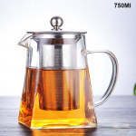 Kuumuskindel klaasist teekann roostevabast terasest teejootmise filtriga, lilledega veekeetja Kung Fu komplekt Puer Oolong 750Ml