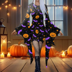 Naiste moekas gooti punk nahkhiirevarrukatega 3D armas halloweeni prindiga ebaregulaarne peokleit S must