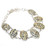 Dalmation Jasper Gemstone Handmade 925 Sterling Silver Jewelry Necklace 18 h3y34