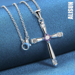 925 Sterling Risti tsirkoonist ripatsiga kaelakee Moodsad pulmaehted O-45CM