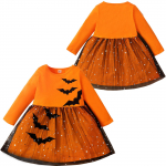 T&uuml;drukute lapse kost&uuml;&uuml;m Halloweeni n&otilde;ia kost&uuml;&uuml;m v&auml;ljam&otilde;eldud riietus lastele nahkhiire tr&uuml;kitud cosplay peo riided 18-24 Months oranž