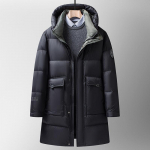 Uus talvine valge pardi sule kapuutsiga sulejope meestele, paksendatud noorte trendikas sulejope Keskmise pikkusega k&uuml;lmakindel jope M