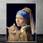 K&otilde;rvar&otilde;ngaid kandev t&uuml;druk, kes hoiab k&auml;es kassiplakatit ja tr&uuml;kiseid Abstraktsed loomal&otilde;uendimaalid Seinakunstipildid elutuppa Kodukaunistamise kingitused 20x30cm